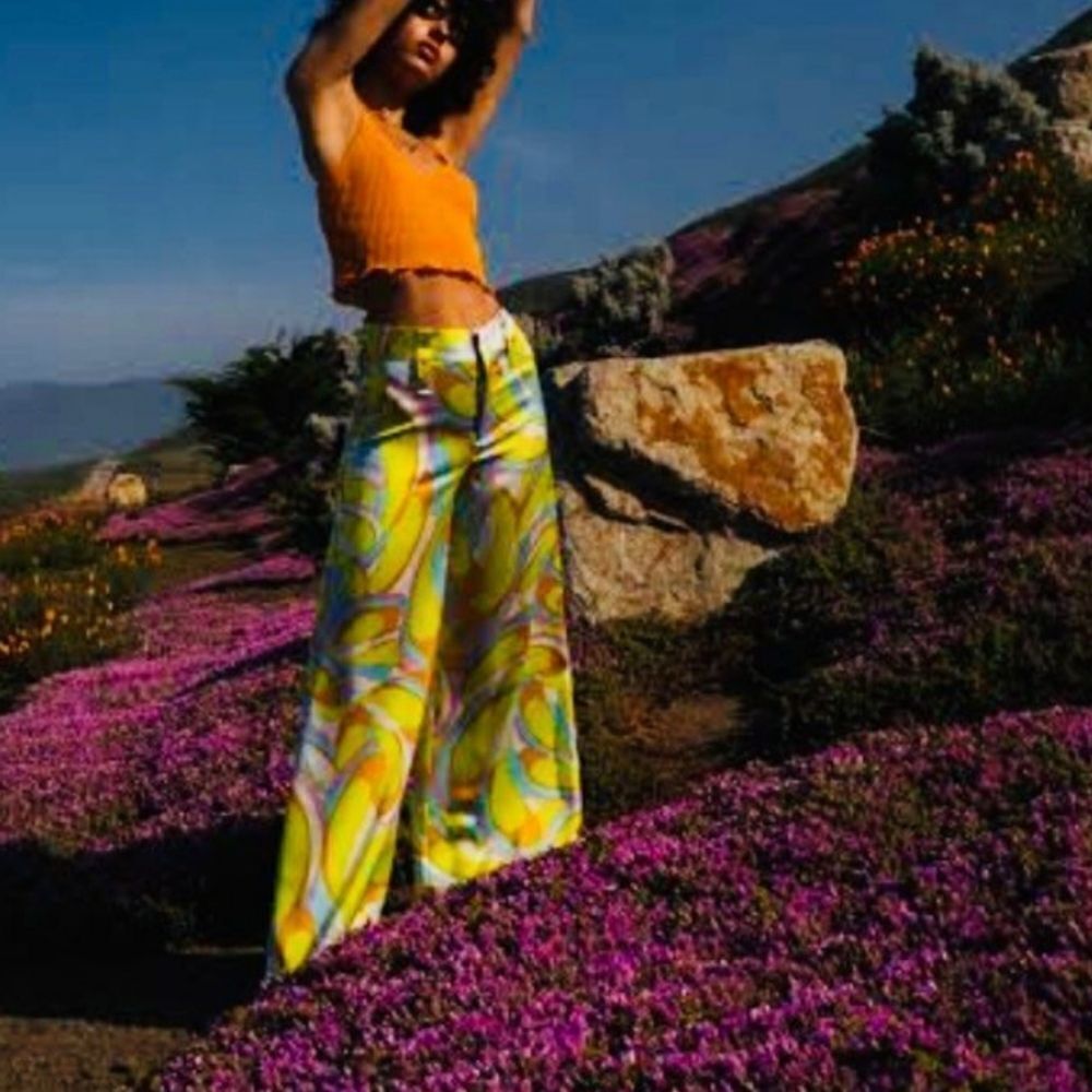 Zara Vibrant Multicolor Wide-Leg Pants - Picture 2 of 12